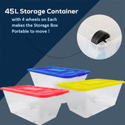 Convenient and Portable Plastic Storage Box with Durable Wheels for Easy Mobility