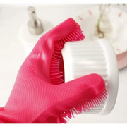 Multipurpose Reusable Silicone Gloves with Built-in Wash Scrubber and Heat Resistance