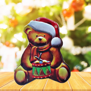 Festive Delights: Cookie/Candy Tin Box Featuring Christmas Tree, Teddy Bear and Santa Shapes!