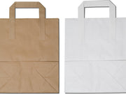 Brown and White Paper Bags with Handles / Versatile and Convenient Pack of 25