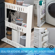 Organize Your Space with Slim Storage Trolleys & Shelving Units on Wheels