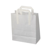 Brown and White Paper Bags with Handles / Versatile and Convenient Pack of 25
